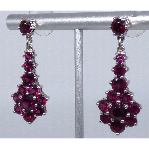 Pink Gemstone Chuck Clemency Earrings STS 925 Sterling Silver Dangle Sparkly! - Picture 10 of 12